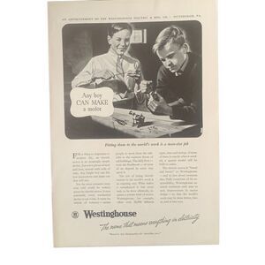 Vintage 1938 Westinghouse Any Boy Ad Advertisement